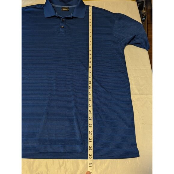 NIKE GOLF Polo Shirt Men XL Blue Striped Short Sleeve DRI-FIT Embroidered - Picture 10 of 12